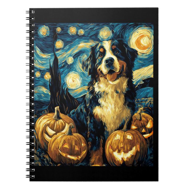 Bernese Mountain Cute Dog Halloween Jack O Lantern Notebook (Front)