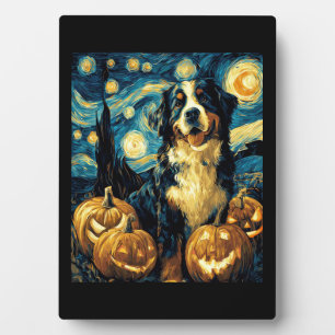 Bernese Mountain Cute Dog Halloween Jack O Lantern Plaque