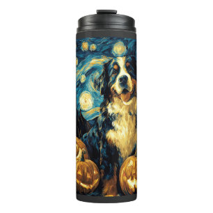 Bernese Mountain Cute Dog Halloween Jack O Lantern Thermal Tumbler