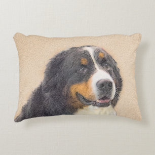 Bernese Mountain Dog 2 Painting - Original Dog Art Decorative Cushion