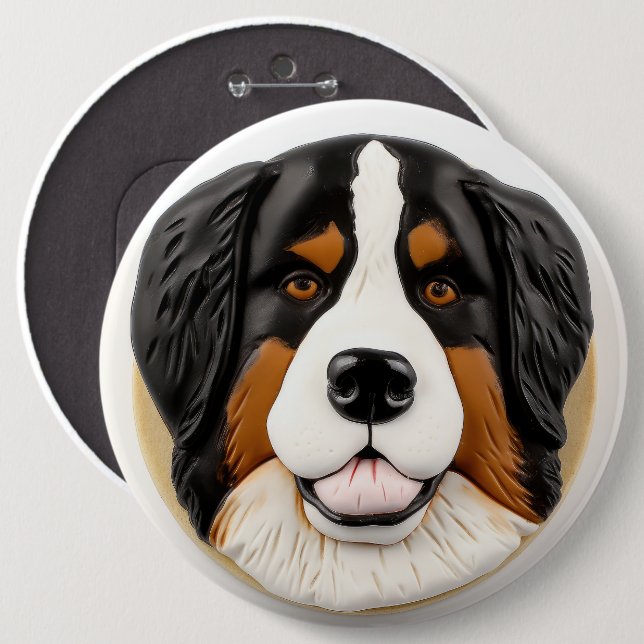 Bernese Mountain Dog 3D Inspired 6 Cm Round Badge (Front & Back)