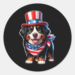 Bernese Mountain Dog 4th Of July Men Women Kids Classic Round Sticker