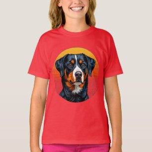 Bernese Mountain Dog Against Warm Sunset Colours T-Shirt