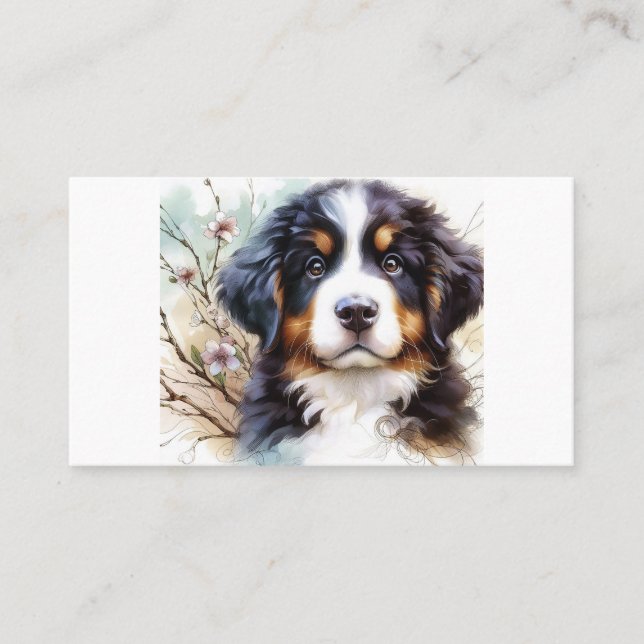 Bernese Mountain Dog AI Puppy  Business Card (Front)