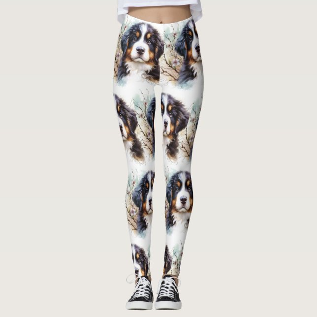 Bernese Mountain Dog AI Puppy  Leggings (Front)