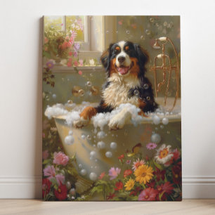 Bernese Mountain Dog Art   Bernese In Bathtub Canvas Print