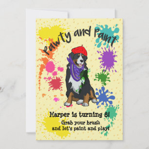 Bernese Mountain Dog Art Birthday Party Invite