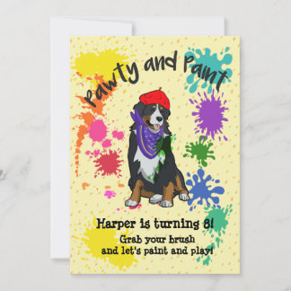 Bernese Mountain Dog Art Birthday Party Invite
