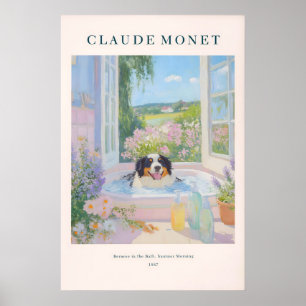 Bernese Mountain Dog Art Print Monet Style Floral 