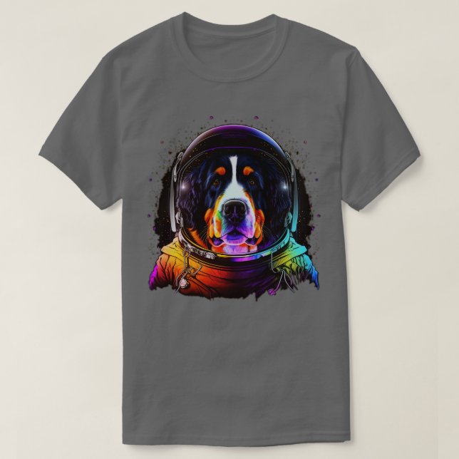 Bernese Mountain Dog Astronaut in Outer Space Funn T-Shirt (Design Front)