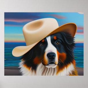 Bernese Mountain Dog At The Beach Poster