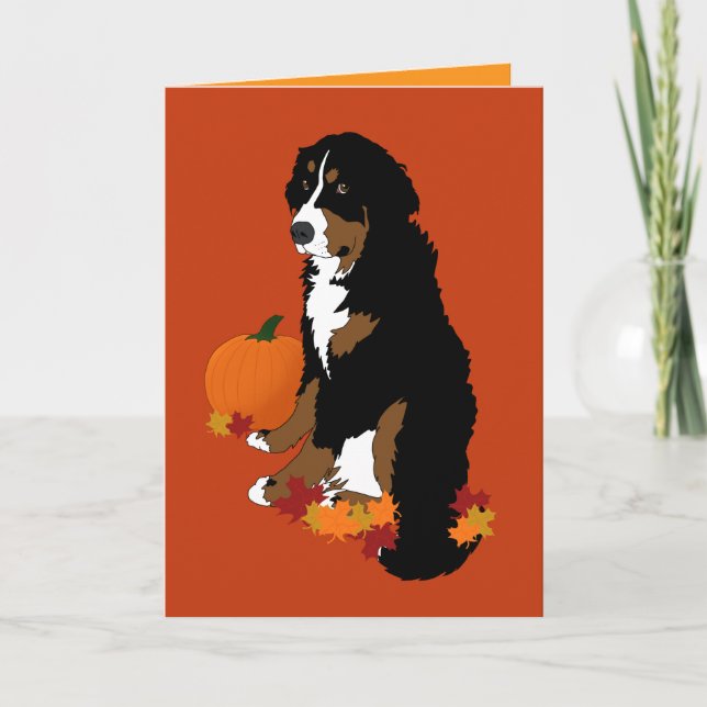 Bernese Mountain Dog Autumn Blank Card (Front)