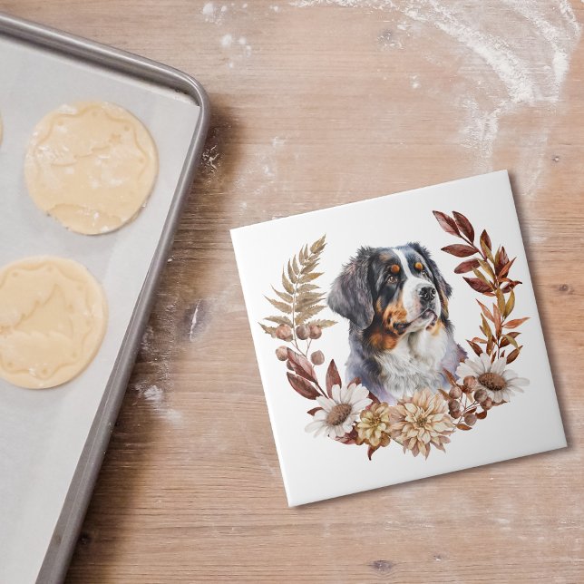 Bernese Mountain Dog Autumn Wreath Tile (Creator Uploaded)
