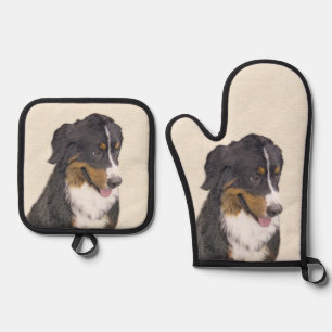 Bernese Mountain Dog Berner Painting Cute Pet Art Oven Mitt & Pot Holder Set
