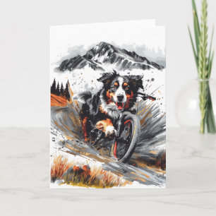 Bernese Mountain Dog Biking In The Mountains Card