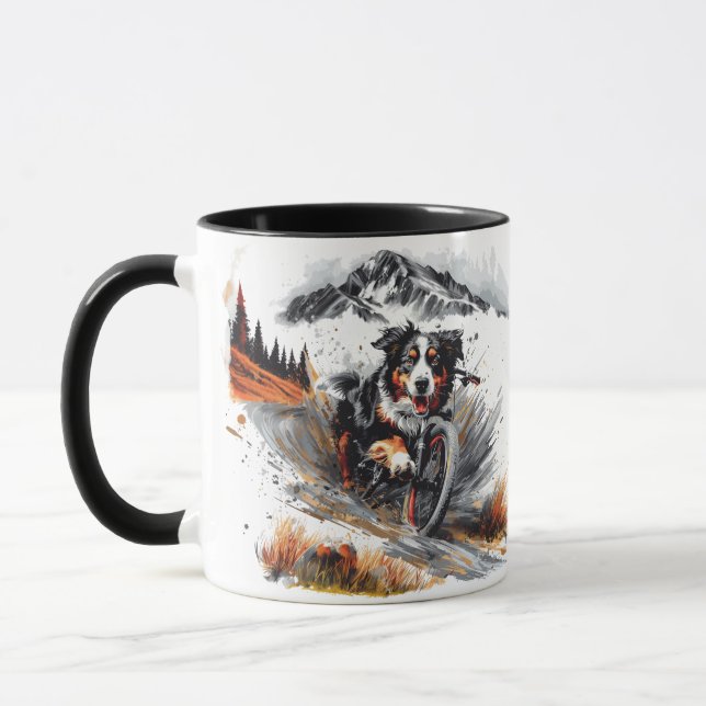 Bernese Mountain Dog Biking In The Mountains Mug (Left)