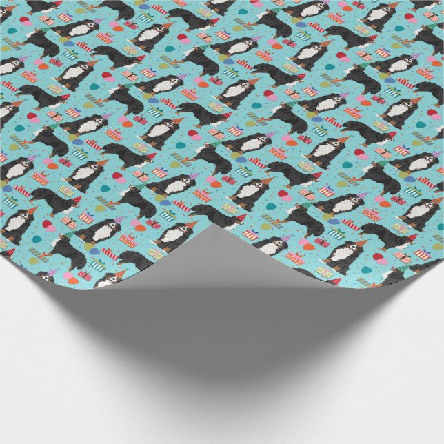 Bernese Mountain Dog Birthday Gift Wrap (Corner)