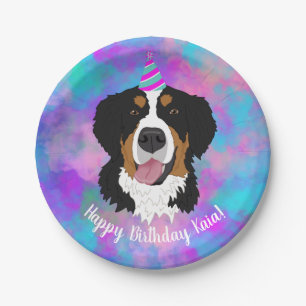 Bernese Mountain Dog Birthday Paper Plate