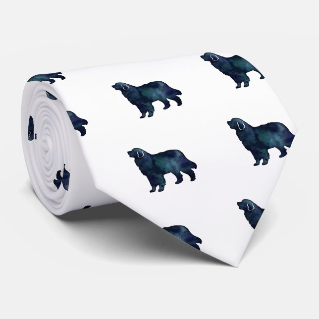 Bernese Mountain Dog Black Watercolor Tie (Rolled)