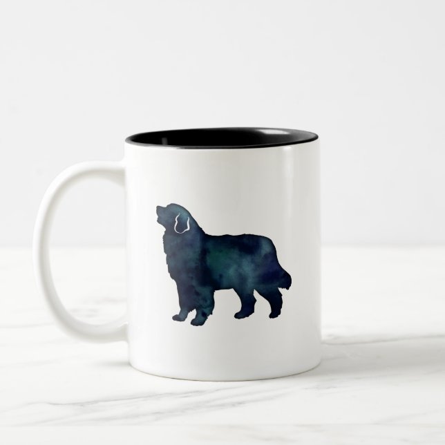 Bernese Mountain Dog Black Watercolor Two-Tone Coffee Mug (Left)