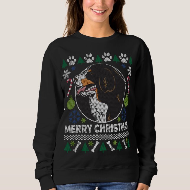 Bernese Mountain Dog Breed Ugly Christmas Sweater (Front)
