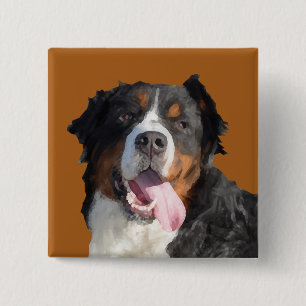 Bernese Mountain Dog Button Watercolor