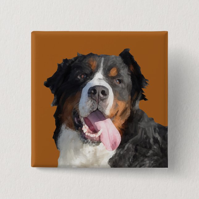 Bernese Mountain Dog Button Watercolor (Front)