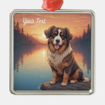 Bernese Mountain Dog by Lake