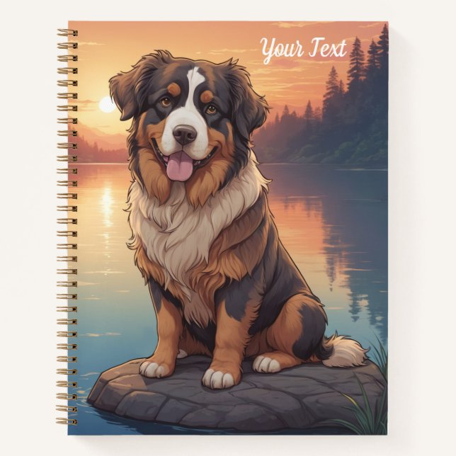 Bernese Mountain Dog by Lake Notebook (Front)
