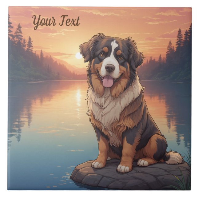 Bernese Mountain Dog by Lake Tile (Front)