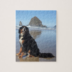 Bernese Mountain Dog Cannon Beach Jigsaw Puzzle