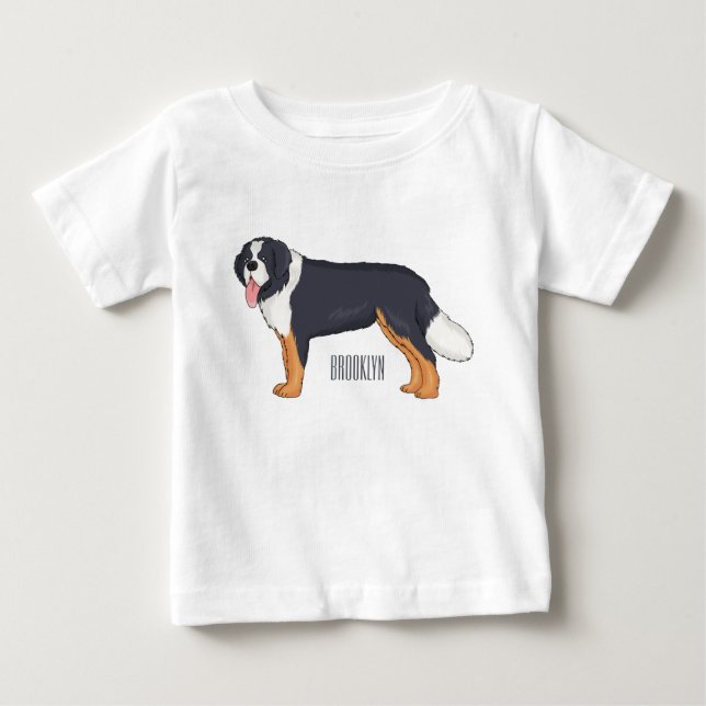 Bernese mountain dog cartoon illustration baby T-Shirt (Front)