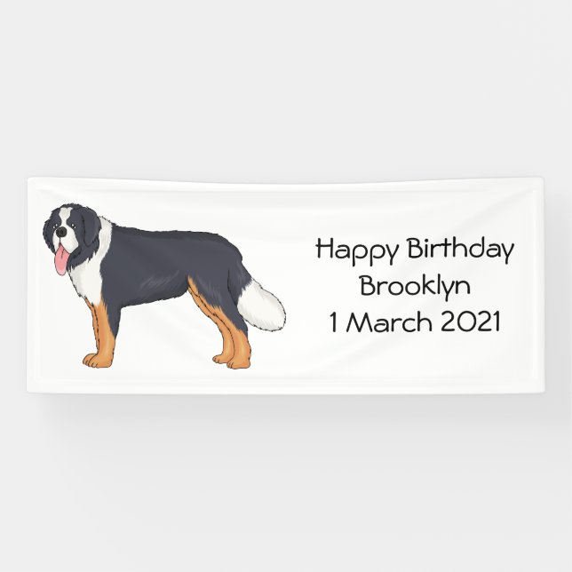 Bernese mountain dog cartoon illustration banner (Horizontal)