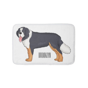 Bernese mountain dog cartoon illustration bath mat