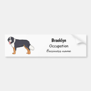 Bernese mountain dog cartoon illustration bumper sticker