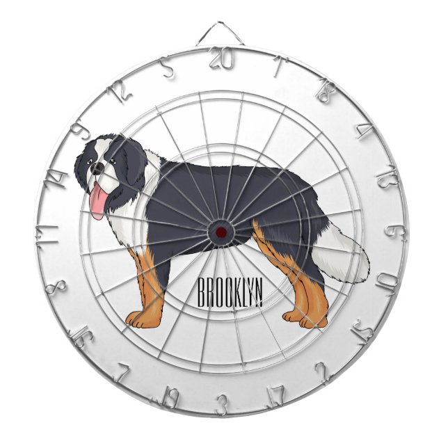 Bernese mountain dog cartoon illustration dartboard (Front)