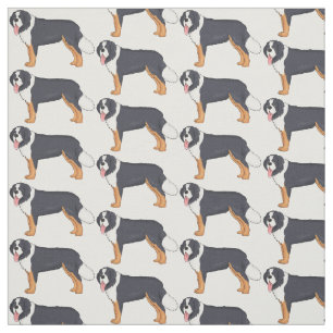 Bernese mountain dog cartoon illustration fabric