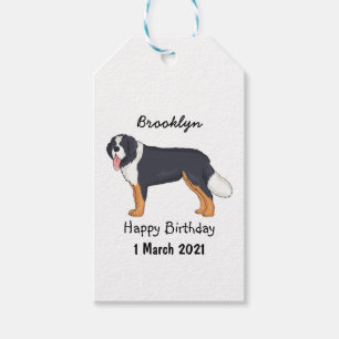 Bernese mountain dog cartoon illustration gift tags