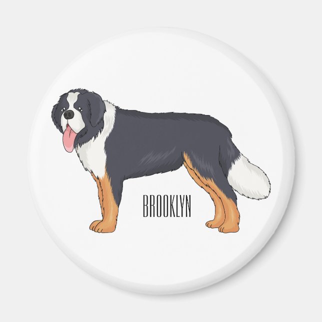 Bernese mountain dog cartoon illustration magnet (Front)