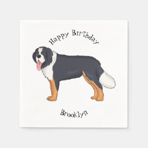 Bernese mountain dog cartoon illustration napkin