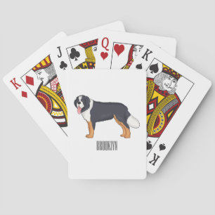Bernese mountain dog cartoon illustration playing cards