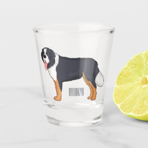 Bernese mountain dog cartoon illustration shot glass