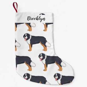 Bernese mountain dog cartoon illustration small christmas stocking