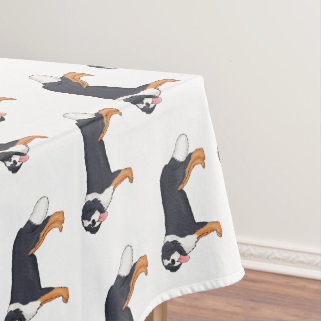 Bernese mountain dog cartoon illustration tablecloth (In Situ)