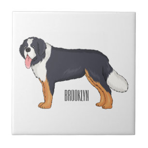 Bernese mountain dog cartoon illustration tile