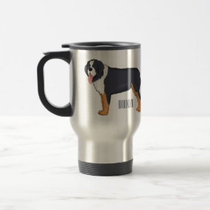 Bernese mountain dog cartoon illustration travel mug