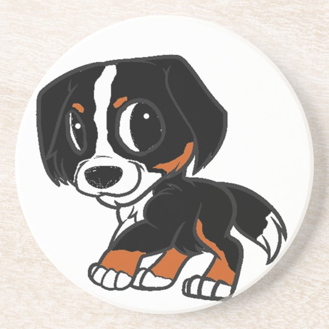bernese mountain dog cartoon rust coaster (Front)