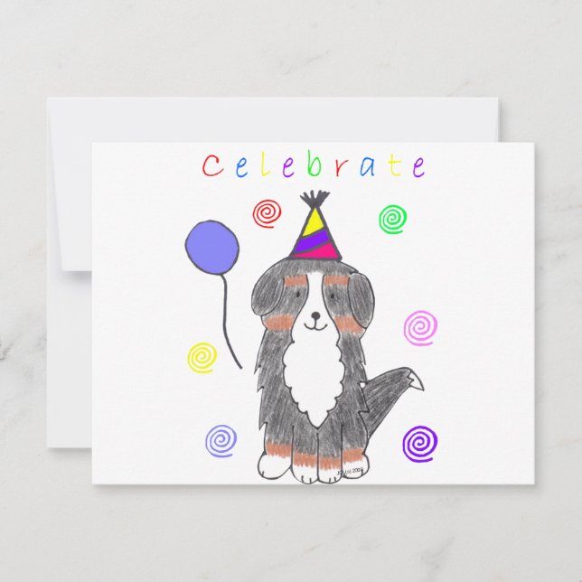 Bernese Mountain Dog Celebrate Invitation (Front)