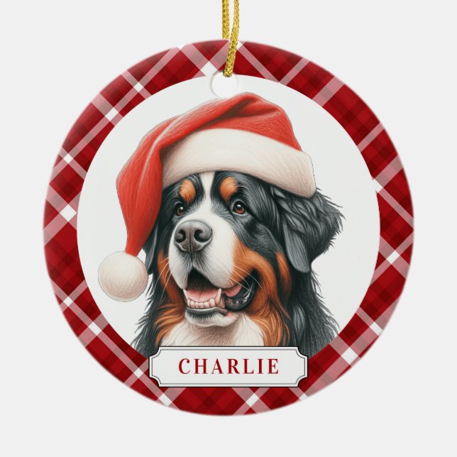 Bernese Mountain Dog Ceramic Circle Ornament (Front)