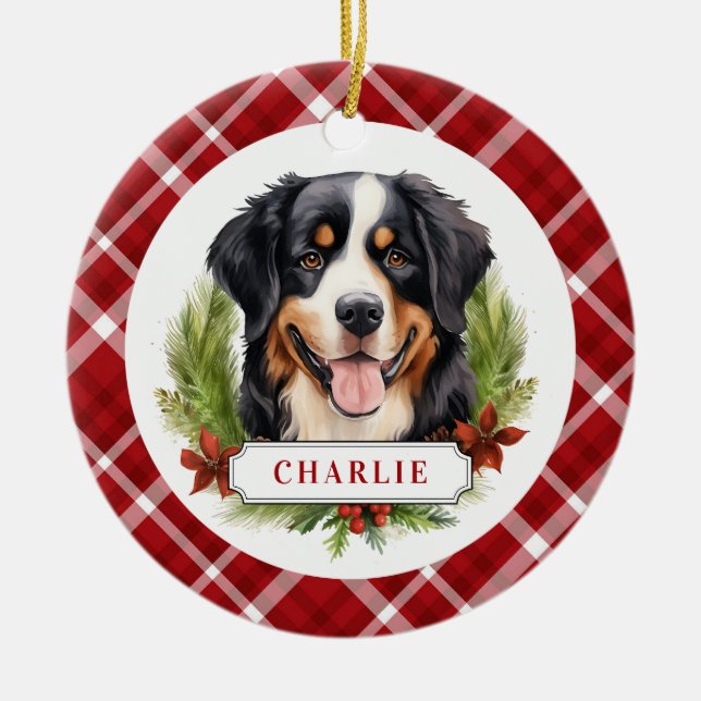 Bernese Mountain Dog Ceramic Circle Ornament (Front)